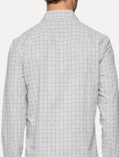 Camisa Calvin Klein Masculina Slim Heather Plaid Xadrez Cinza Mescla