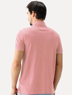 Polo Tommy Hilfiger Masculina Regular Piquet 1985 Rosa Claro Mescla