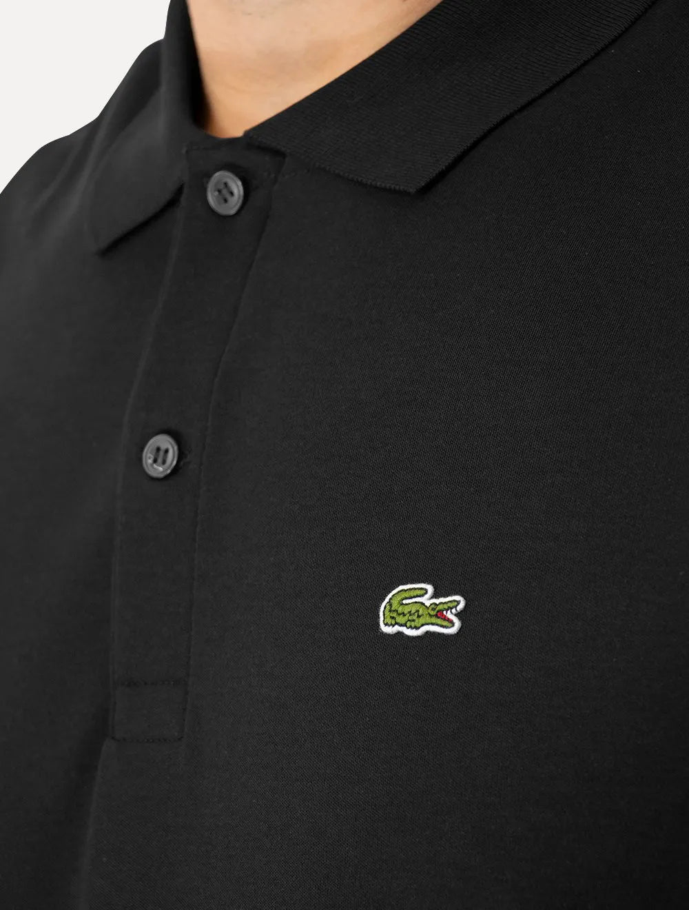 Polo Lacoste Masculina Malha Regular Fit Light Pima Cotton Preta