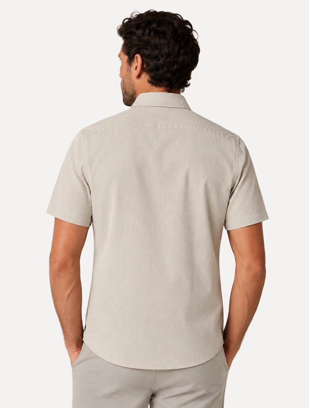 Camisa Aramis Masculina Manga Curta Slim Algodão Willis Areia