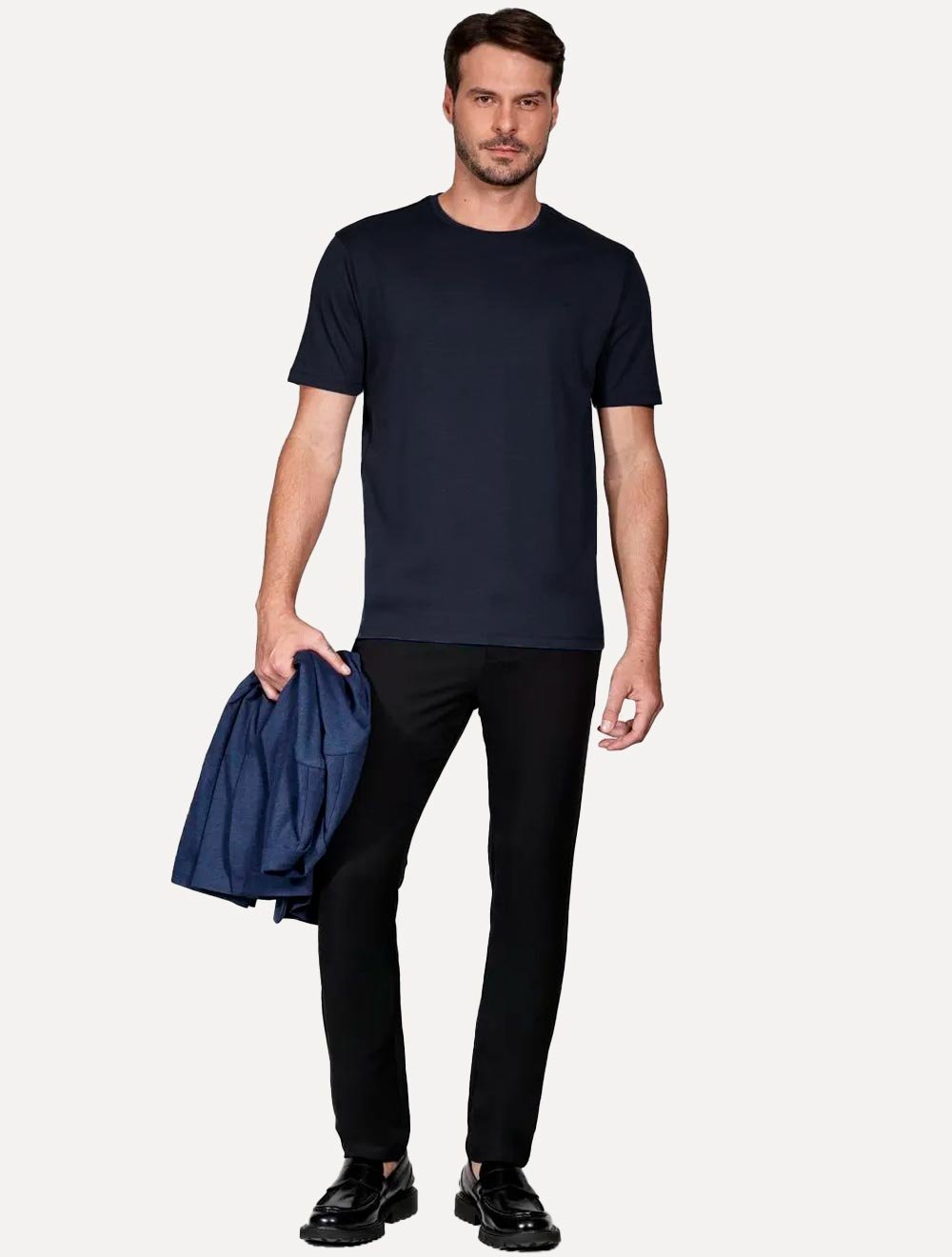 Camiseta Aramis Masculina Basic Lisa Mono Liquid Cotton Azul Marinho