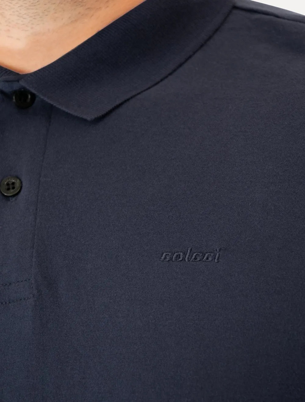 Polo Colcci Masculina Malha Class Navy Logo Azul Marinho