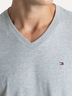 Camiseta Tommy Hilfiger Masculina Essential V-Neck Cinza Mescla