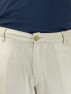 Bermuda King & Joe Masculina Slim Linho Off White