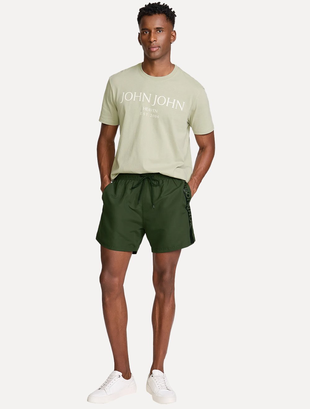 Short John John Masculino Bora Verde Militar