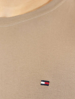 Camiseta Tommy Hilfiger Masculina Regular Fit Tee Solid Logo Marrom Claro