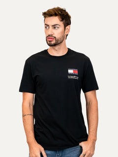 Camiseta Tommy Jeans Masculina Regular Essential Flag Text Preta