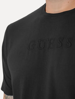 Camiseta Guess Masculina Logo Bordado Preta
