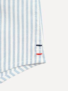 Camisa Tommy Hilfiger Masculina Manga Curta Regular Listrada Oxford Azul Claro