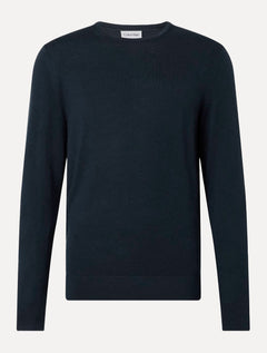 Suéter Calvin Klein Jeans Masculino Tricot Gola Careca Liso Azul Marinho