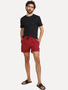 Short Reserva D'Água Beachwear Liso Tag Lateral Bordô