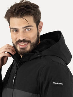 Jaqueta Calvin Klein Masculina Nylon Hoodie Windbreaker Chumbo