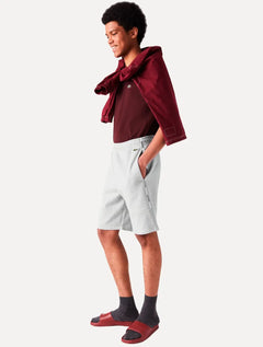 Bermuda Lacoste Masculina Moletom Fleece Signature Sash Cinza