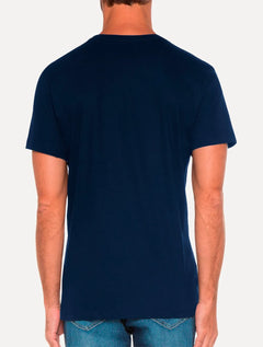 Camiseta Von der Volke Masculina Origineel V-Neck Basis Logo Azul Marinho