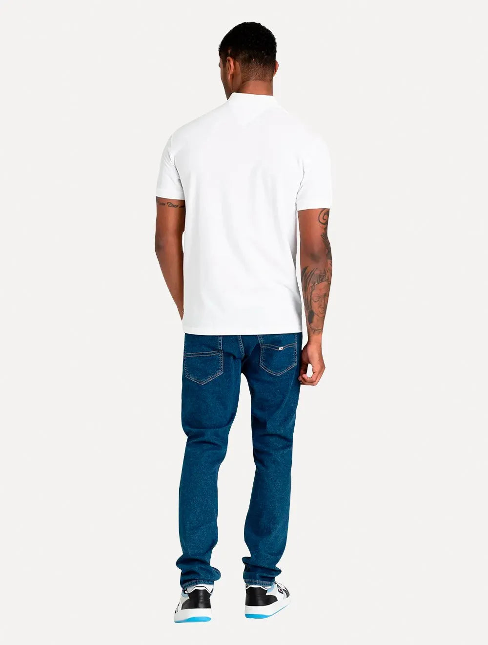 Polo Tommy Jeans Masculina Regular Classic Flag Badge Branca