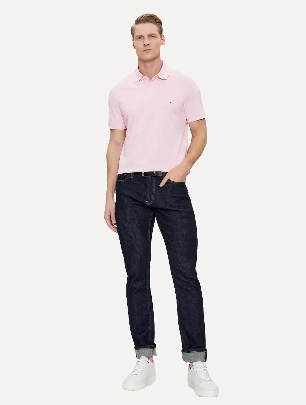 Polo Tommy Hilfiger Masculina Regular Piquet 1985 Rosa Light