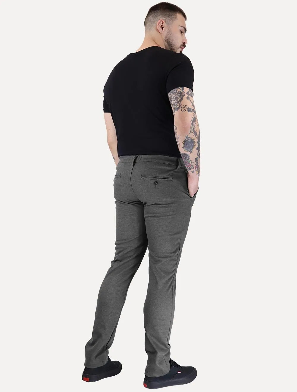 Calça Sergio K Masculina Alfaiataria Power Quadros Chumbo