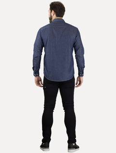 Camisa Reserva Masculina Jeans Easy Oxford Blue Denim Azul Índigo