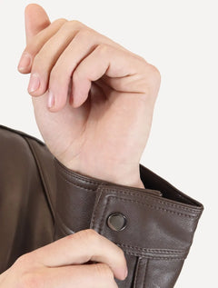 Jaqueta Victory Eagle Masculina PU Leather Recortes Marrom