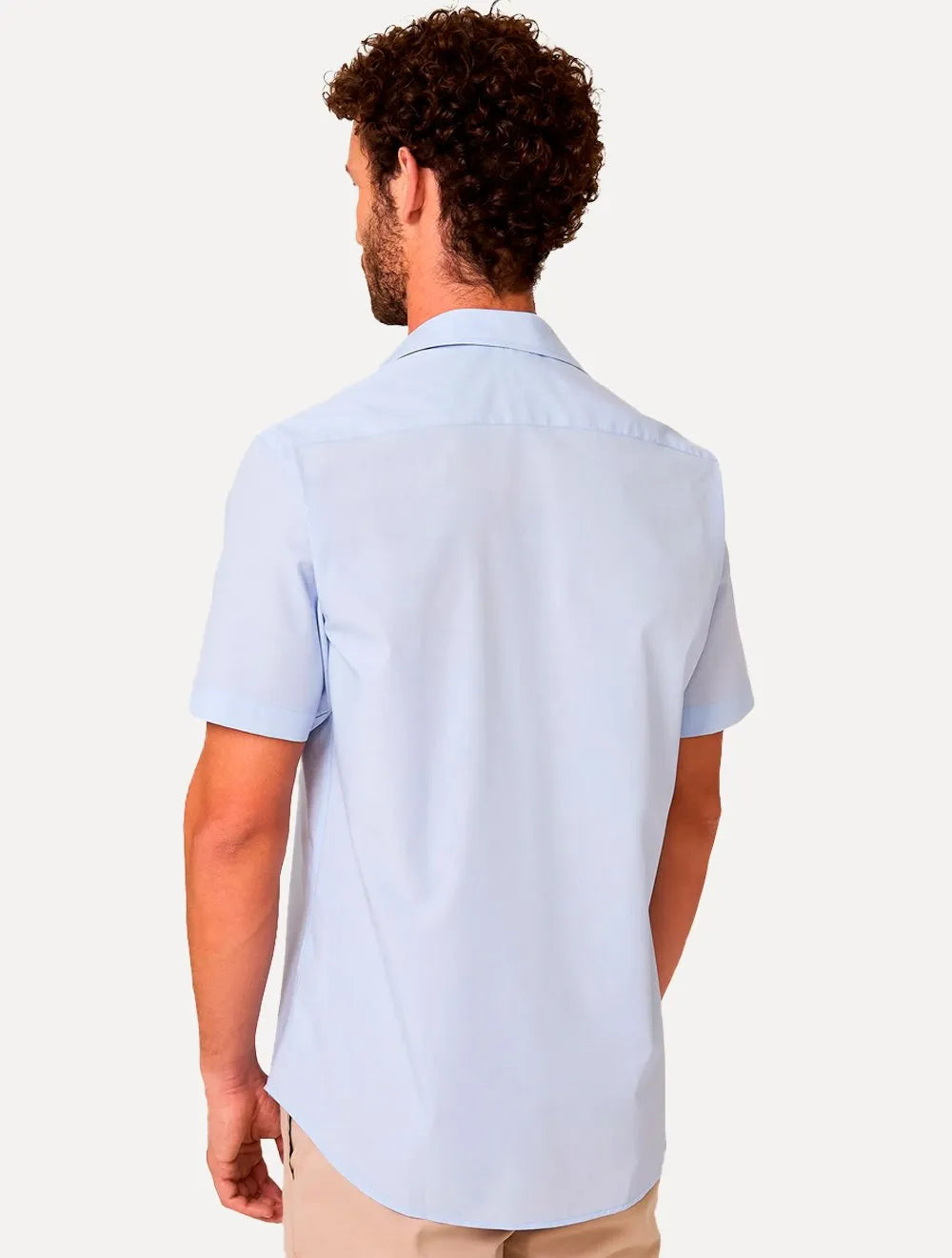 Camisa Dudalina Masculina Manga Curta Slim Wrinkle Free Azul Claro