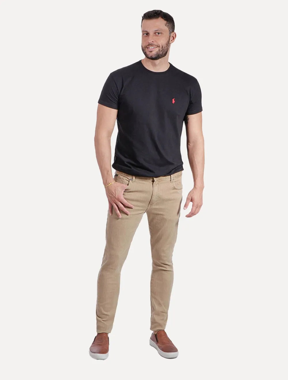 Calça Ralph Lauren Jeans Masculina Slim Stretch Stoned Marrom