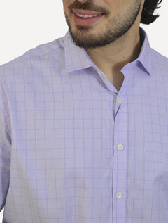 Camisa Dudalina Masculina Manga Curta Confort Superfine Cotton Light Logo Xadrez Azul Claro