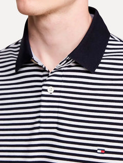 Polo Tommy Hilfiger Masculina Regular Piquet 1985 Striped Azul Marinho