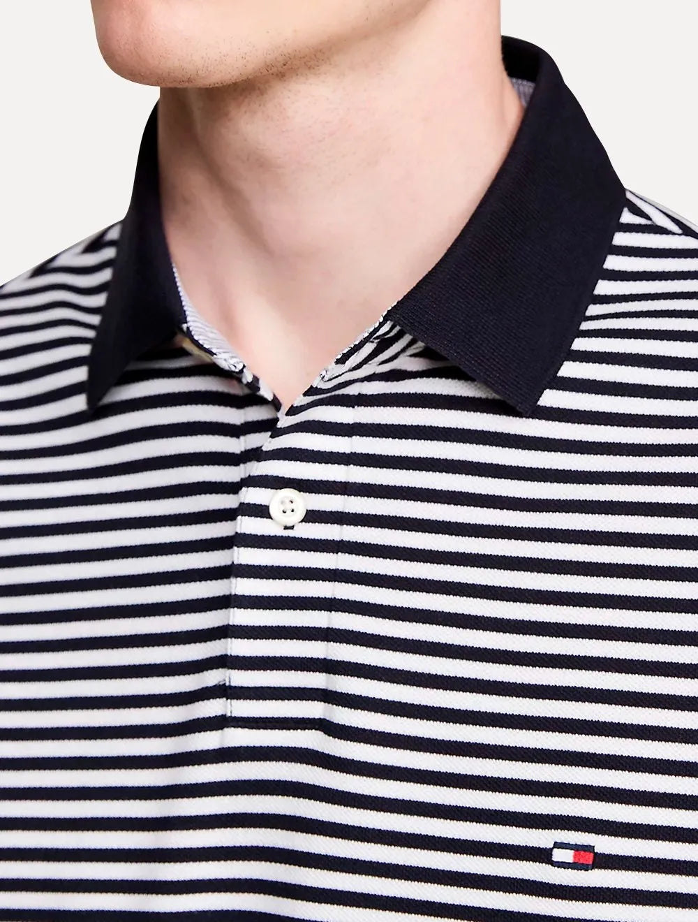 Polo Tommy Hilfiger Masculina Regular Piquet 1985 Striped Azul Marinho