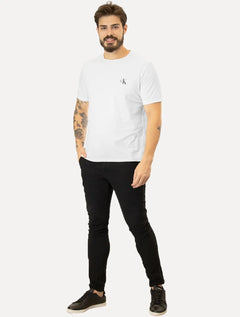 Camiseta Calvin Klein Jeans Masculina New Mono Logo Re Issue Branca