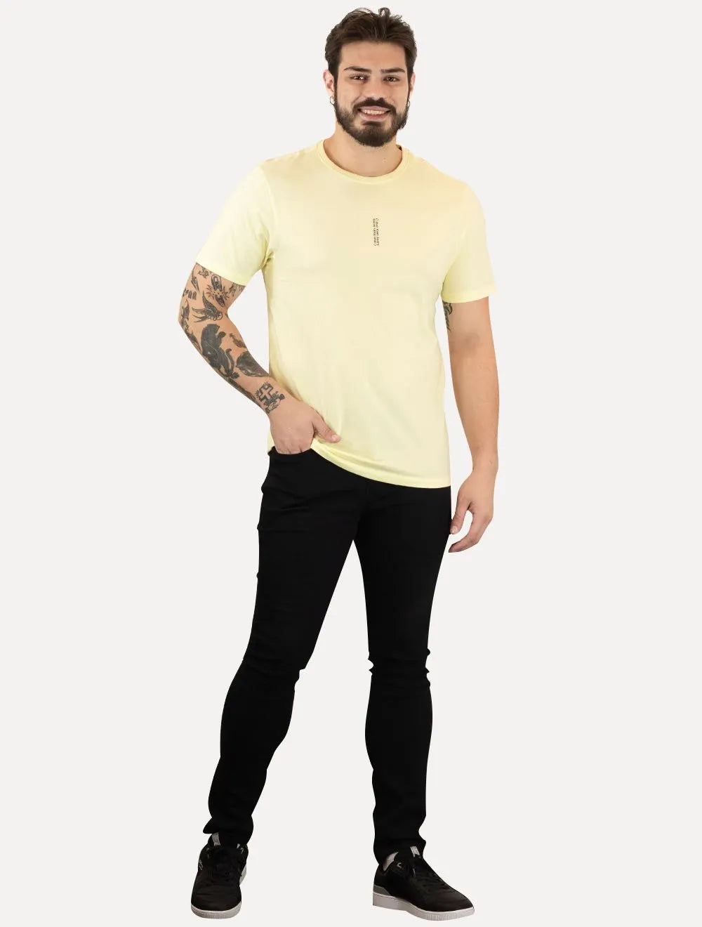 Camiseta Calvin Klein Jeans Masculina Vertical Mirror Amarela