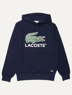Moletom Lacoste Masculino Hoodie Classic Fit Cotton Fleece Logo Azul Marinho