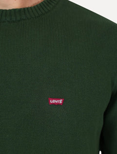Suéter Levis Masculino Crewneck Classic Housemark Logo Verde Escuro