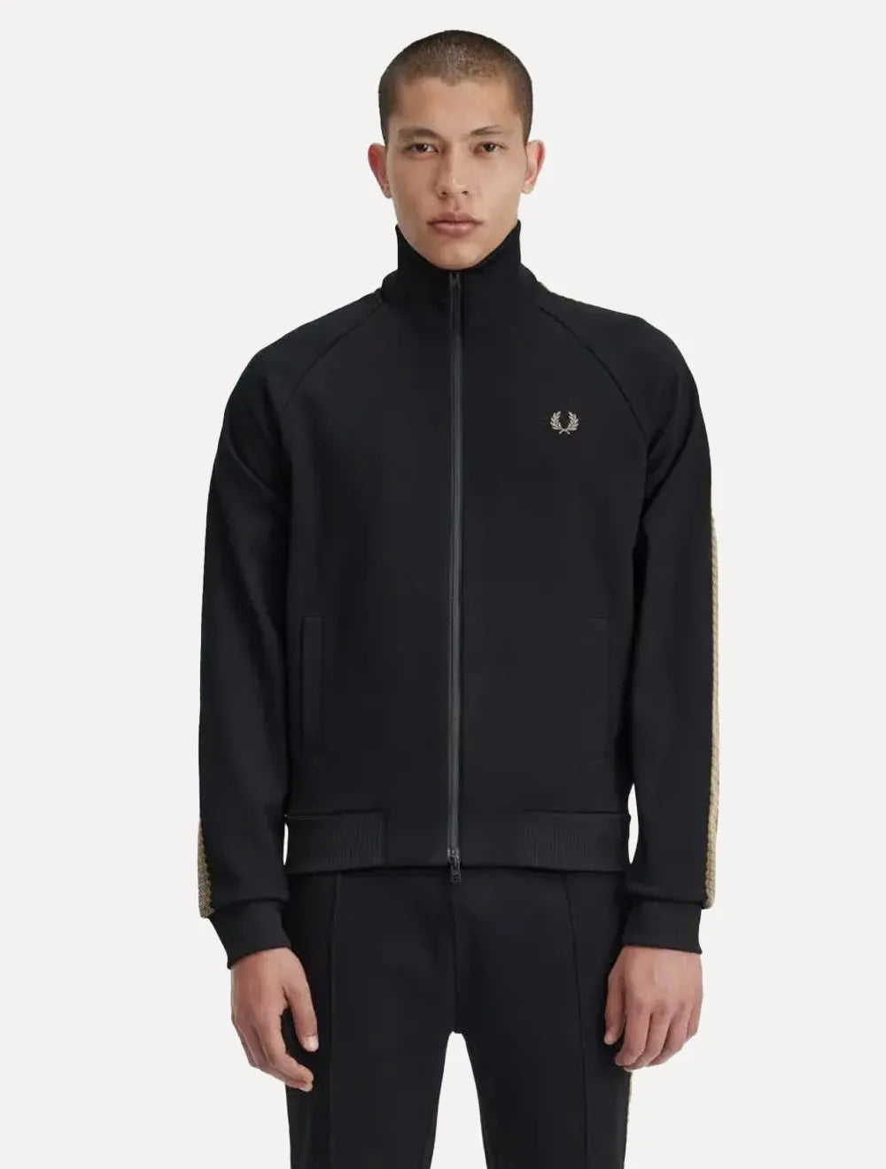 Jaqueta Fred Perry Masculina Crochet Taped Track Preta