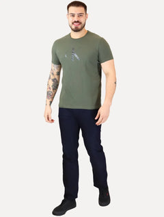 Camiseta Calvin Klein Jeans Masculina CK Gel Verde Militar