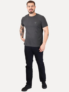 Camiseta Guess Masculina Bordado Peito Chumbo
