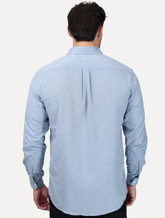 Camisa Dudalina Masculina Slim Fit Superfine Cotton Azul Mescla