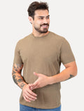 Camiseta King & Joe Masculina Estonada Basic Mono Small Logo Marrom