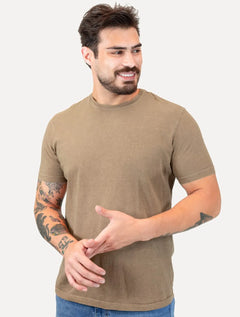 Camiseta King & Joe Masculina Estonada Basic Mono Small Logo Marrom