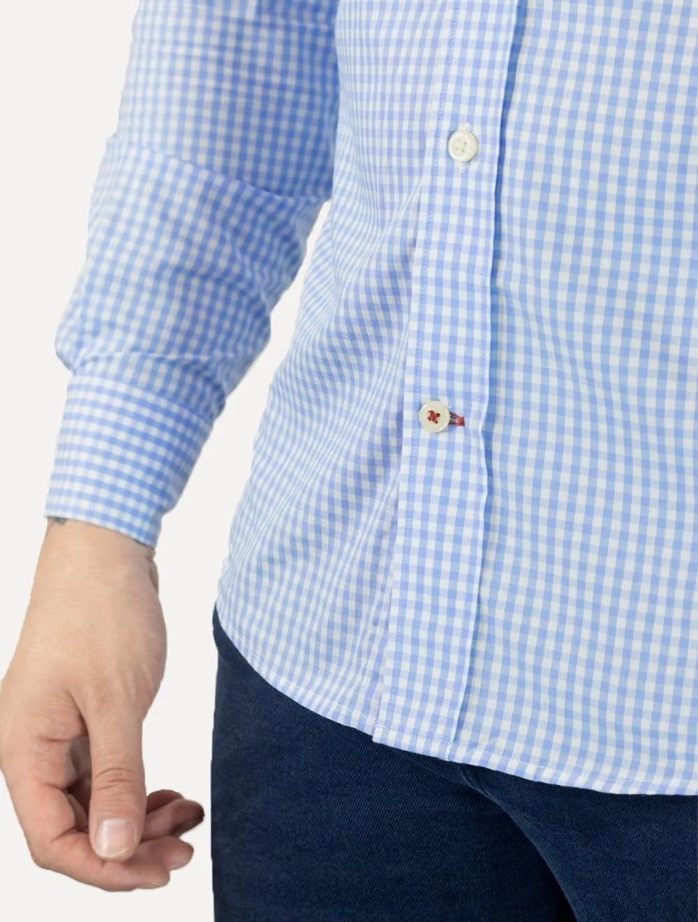 Camisa Tommy Hilfiger Masculina Xadrez Gingham Branca/Azul
