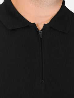 Polo Calvin Klein Masculina Piquet Slim Half Zip Preta