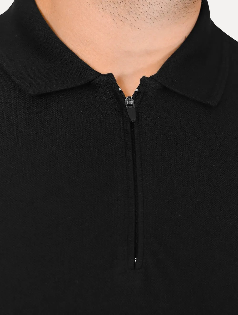 Polo Calvin Klein Masculina Piquet Slim Half Zip Preta