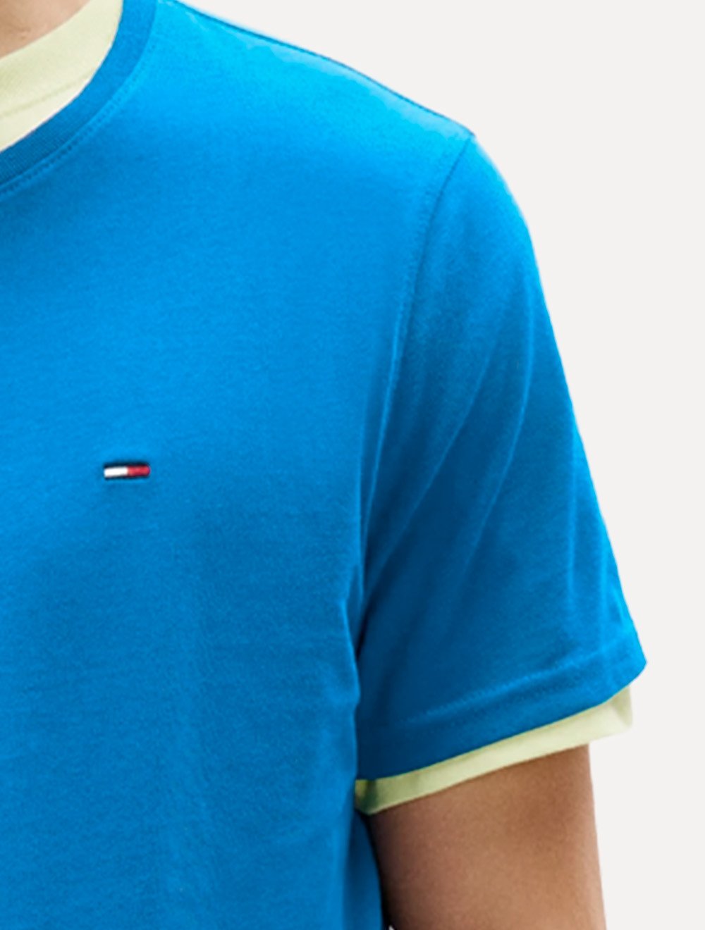 Camiseta Tommy Jeans Masculina Regular Jersey C-Neck Flag Azul