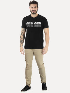 Camiseta John John Masculina Regular Logo Shadow Repeat Preta