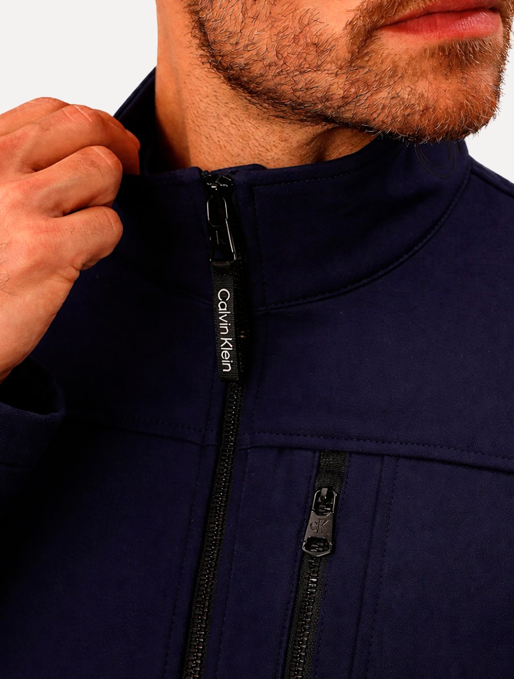 Jaqueta Calvin Klein Masculina Basic FullZiper Aquaguard Azul Marinho