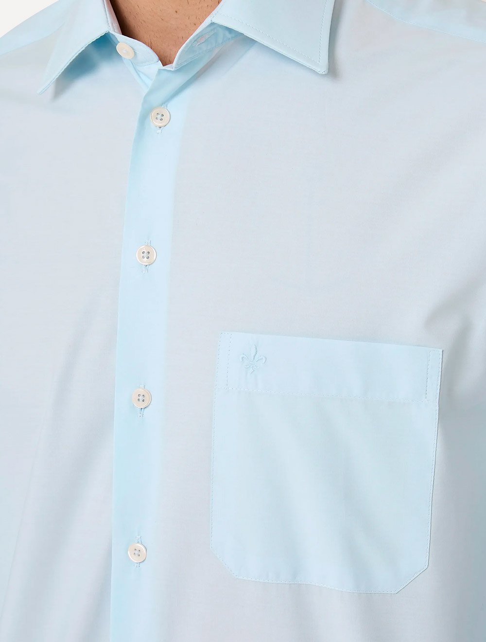 Camisa Dudalina Masculina Comfort Tricoline Lisa Azul Claro