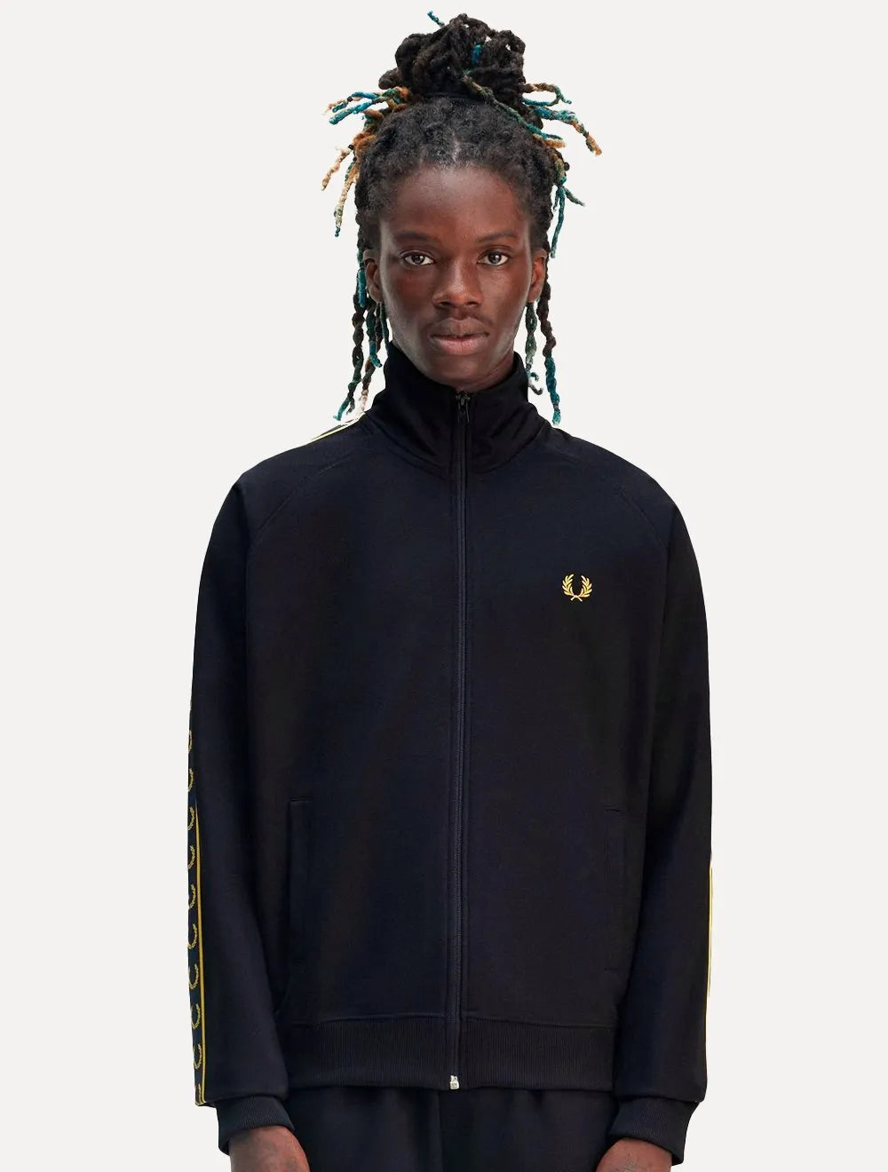Jaqueta Fred Perry Masculina Contrast Tape Track Azul Marinho