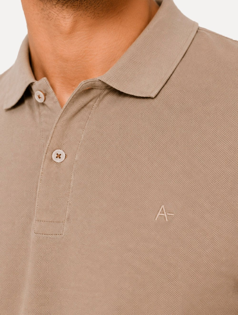 Polo Aramis Masculina Basic Piquet Mono Amêndoa