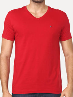 Camiseta Tommy Hilfiger Masculina Essential V-Neck Vermelha