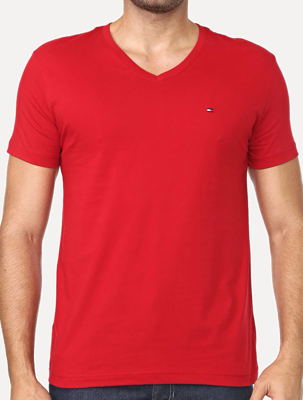 Camiseta Tommy Hilfiger Masculina Essential V-Neck Vermelha