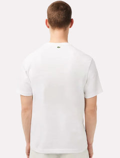 Camiseta Lacoste Masculina Regular Fit Blue Worldwide Branca